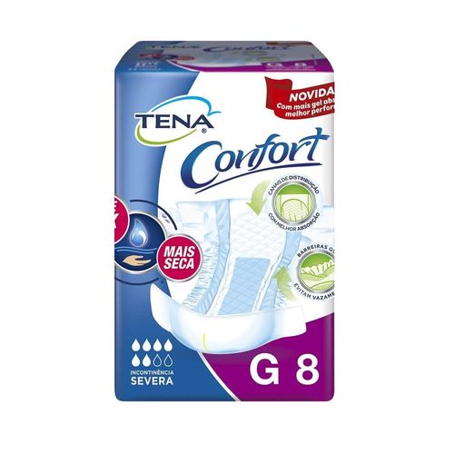 Fralda Geriátrica Tena Confort Tamanho G com 8 Unidades