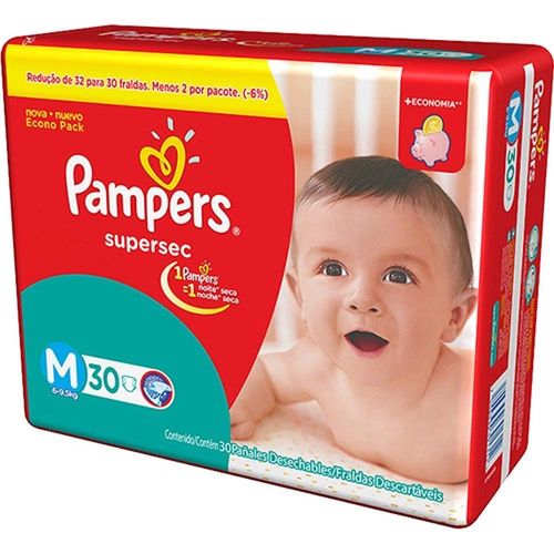 Fraldas Descartáveis Pampers Supersec M com 30 Unidades