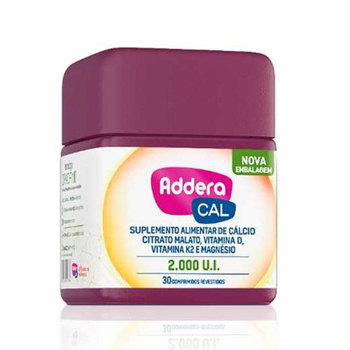 Suplemento Vitamínico 2.000UI Addera Cal com 30 Comprimidos Revestidos