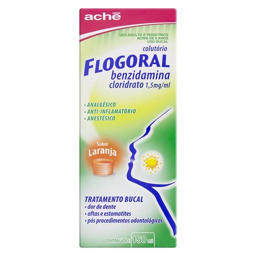 Flogoral 1,5mg/ml com Copo Medidor Colutório Sabor Laranja Frasco 150ml