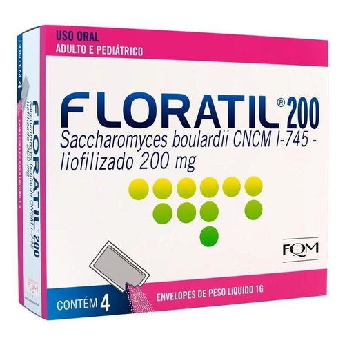 Floratil 200mg/g Pó Para Uso Oral com 4 Envelopes com 1g