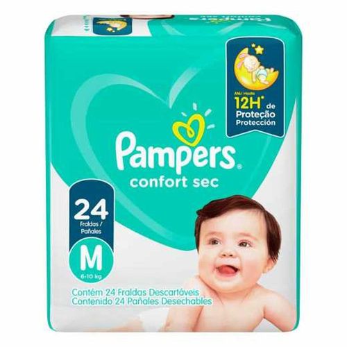 Fraldas Descartável Confort Sec Pampers Tamanho M com 24 Unidades