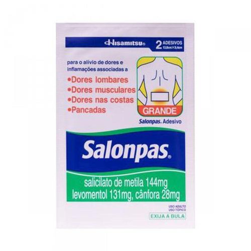 Salonpas 144mg + 131mg + 28,4mg Tamanho 13cm X 8,4cm com 2 Adesivos Transdérmicos