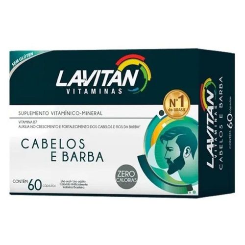 Suplemento Vitamínico Mineral Lavitan Cabelos E Barba com 60 Cápsulas