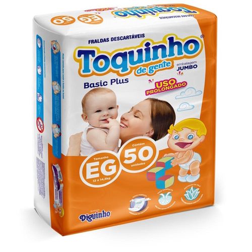 Toquinh Basic Plus Fralda Jumbo Tamanho EG com 50 Fraldas