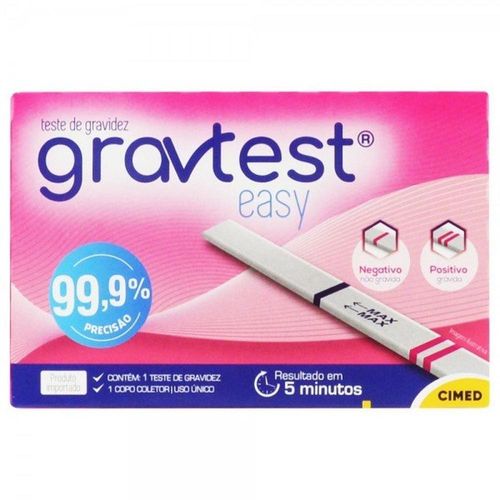 Teste de Gravidez Grav Test Easy com 99,99% de Precisão com 1 Unidade