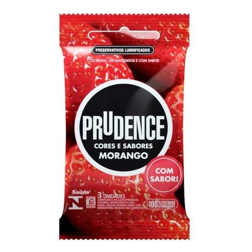 Preservativos Prudence Lubrificado Sabor Morango com 3 Unidades