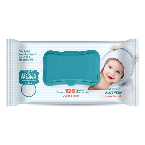Toalhas Umedecidas Marigold Baby Premium com 120 Unidades