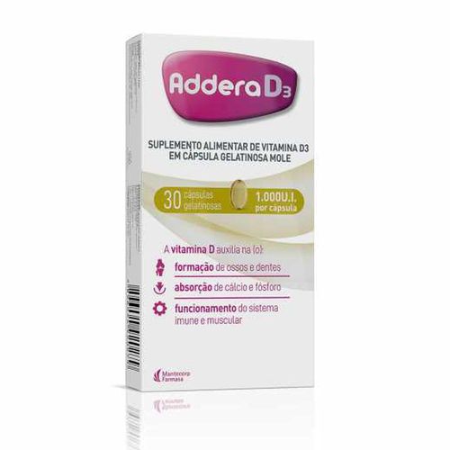 Vitamina D Addera D3 1.000UI com 30 Cápsulas Gelatinosas