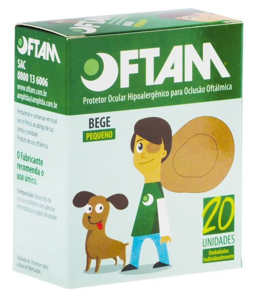 Protetor Ocular Bege Tamanho Pequeno Oftam com 20 Unidades