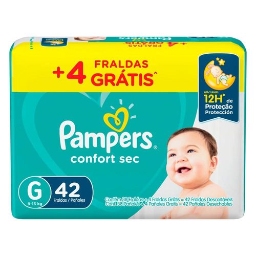 Fralda Descartável Infantil Pampers Confort Sec G Grátis Pague 38 e Leve 42 Unidades