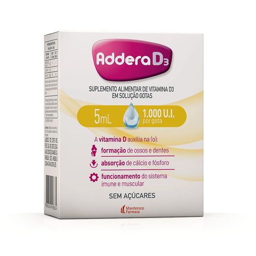 Suplemento Alimentar Addera D3 1.000UI Solução em Gotas 5ml
