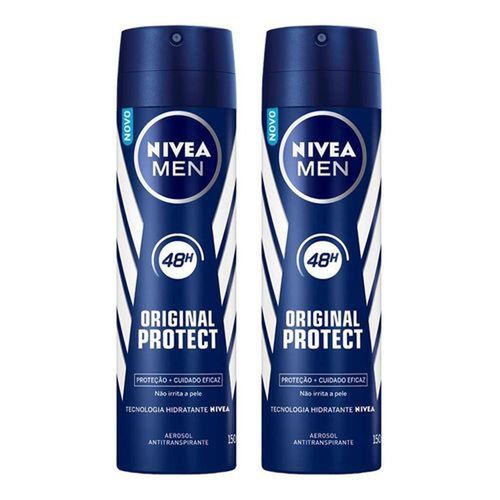 Desodorante Aerosol Nivea Masculino 48h Original Protect 90g com 2 Unidades