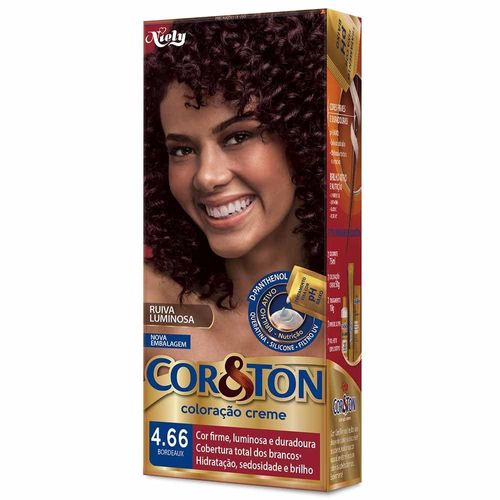 Coloração Cor&Ton Poderosas de Vermelho Nº 4.66 Bordô com 1 Unidade