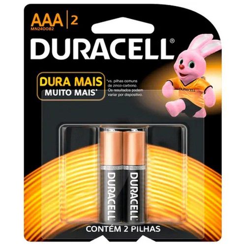 Pilhas Duracell Alcalina AAA Palito Cartela com 2 Unidades