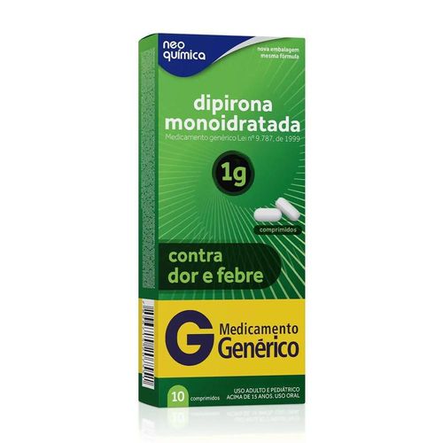 Dipirona Monoidratada 1g Neo Química com 10 Comprimidos