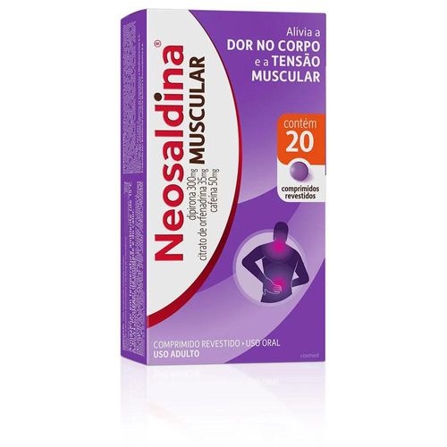 Neosaldina Muscular Dipirona 300mg + Cafeína 50mg + Citrato de Orfenadrina 35mg com 20 Comprimidos