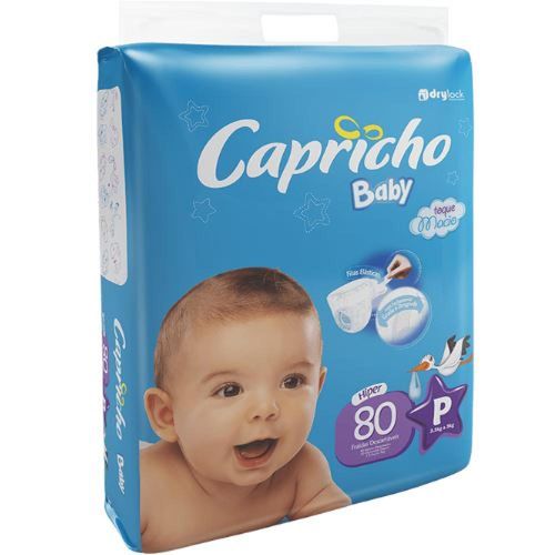 Fralda Capricho Baby Pacote Hiper Tamanho P com 80 Unidades