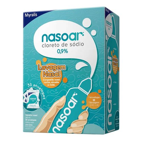 Nasoar 0.9% Granulado para Solução Nasal com 30 Envelopes com 2.160g + 1 Frasco Capacidade 240ml