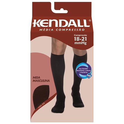 Meia Masculina de Média Compressão 3/4 Cor Marrom com Ponteira Tamanho G Kendall com 1 Par