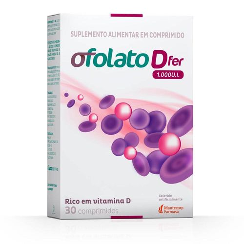 Ofolato D Fer 1.000UI Mantecorp com 30 Comprimidos