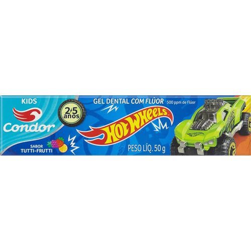 Creme Dental Kids Hot Wheels 2 a 5 Anos Condor 50g