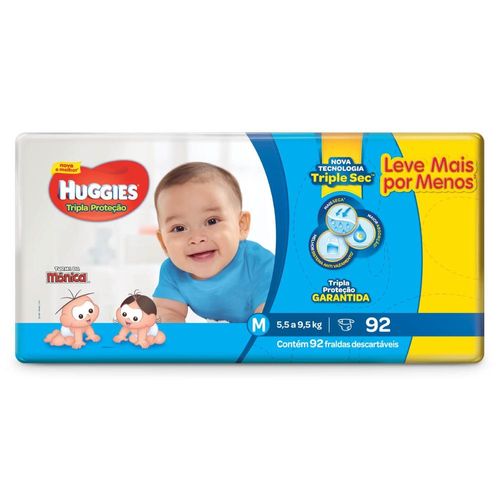 Fralda Huggies Tripla Proteção M com 92 Unidades