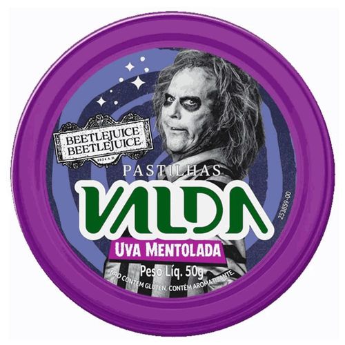 Pastilhas Valda Beetlejuice Uva Mentolada 50g