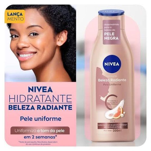 Nivea Loção Corporal Deo Hidratante Beleza Radiante Pele Uniforme 200ml