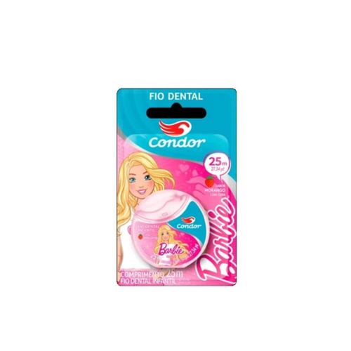 Fio Dental Infantil Condor Barbie Sabor Morango com 25m