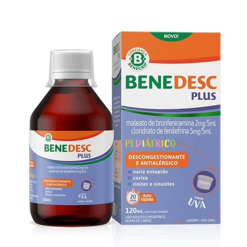 Benedesc Plus 2mg + 5mg com Copo Dosador Xarope Pediátrico Sabor Uva 120ml