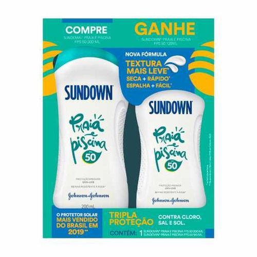Kit Protetor Solar Sundown Praia e Piscina FPS 50 200ml + Protetor Solar Sundown Praia e Piscina FPS 50 120ml