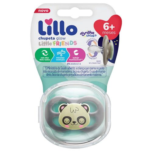Chupeta Lillo Little Friends Bico De Silicone 6 Meses+ Cinza com 1 Unidade