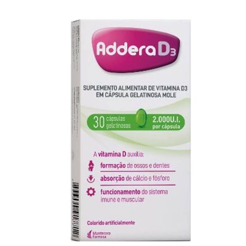 Vitamina D Addera D3 2.000UI com 30 Cápsulas Gelatinosas