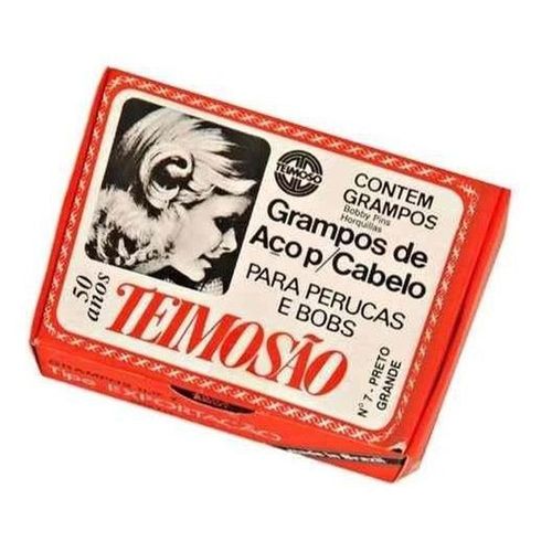 Grampos para Cabelos Teimosão Preto N° 7 com 50 Unidades