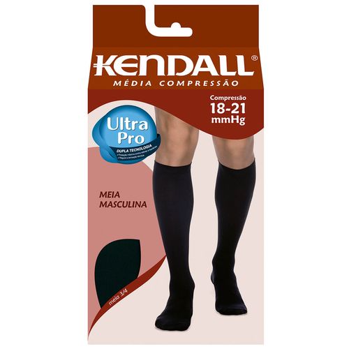 Meia Masculina Média Compressão 3/4 Kendall Tamanho G Cor Preta com 1 Par