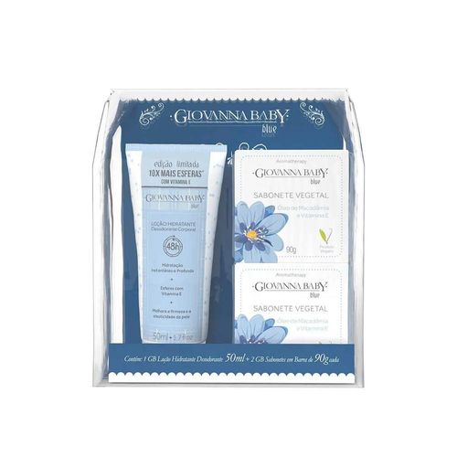 Kit Giovanna Baby Blue com Loção Hidratante 50g + Sabonetes em Barra com 2 Unidades com 90g