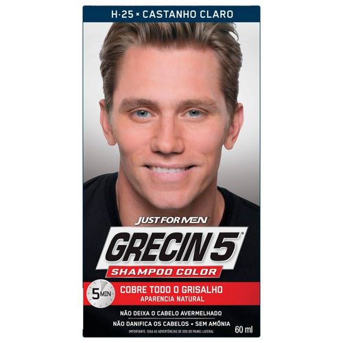 Shampoo Color Grecin 5 Just For Men Castanho Claro Tonalizante com 1 Unidade