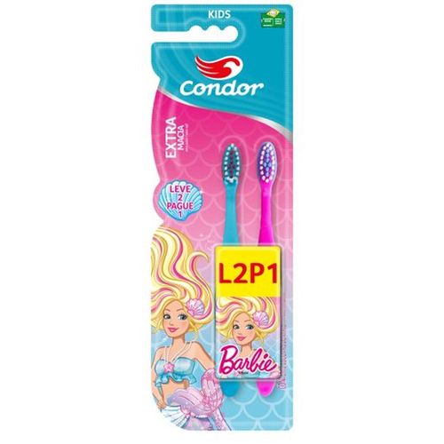 Escova Dental Kids Barbie Extra Macia Condor Pague 1 e Leve 2 Unidades