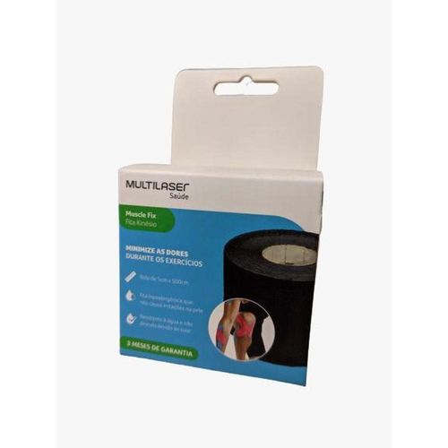 Fita Kinésio Muscle Fix HC040 5 X 500Cm Rolo Cor Preto Multilaser com 1 Unidade