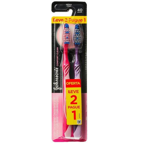 Escova Dental Johnson & Johnson Confort Clean Média Pague 1 e Leve 2 Unidades