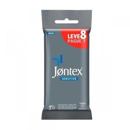Jontex Sachê Preservativo Lubrificado Sensitive Pague 7 e Leve 8 Unidades