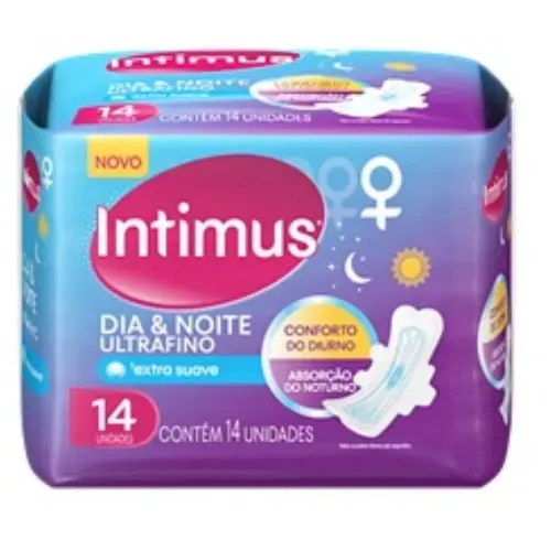 Absorvente Intimus Dia e Noite Ultrafino Cobertura Suave com Abas com 14 unidades