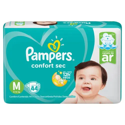 Fralda Pampers Confort Sec M com 44 unidades