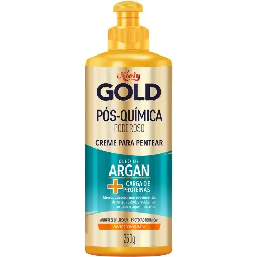 Creme para Pentear Niely Gold Pós-Química Óleo de Argan + Carga de Proteína 280g