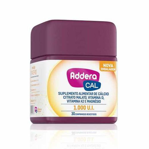 Suplemento Vitamínico Addera Cal 1.000UI com 30 Comprimidos Revestidos