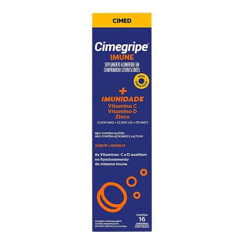 Cimegripe Imune Laranja Zero com 16 Comprimidos Efervescentes