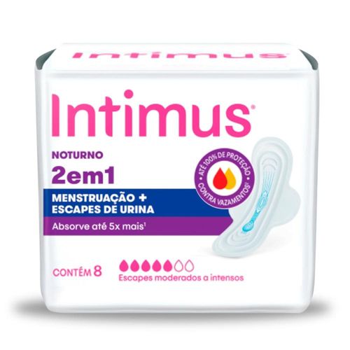 Absorvente Externo Intimus 2 em 1 Noturno Suave com Abas com 8 Unidades