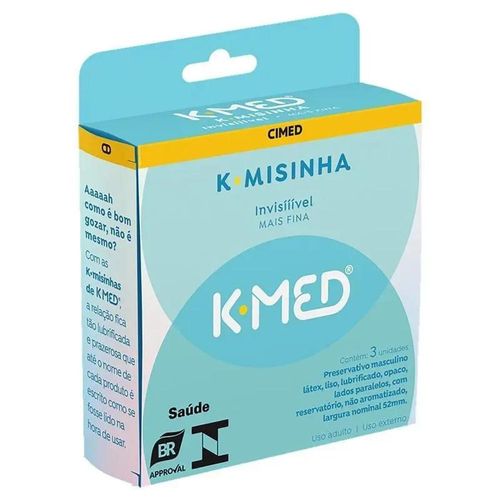 Preservativo K-Med K-Misinha Lubrificado Invisível com 3 Unidades