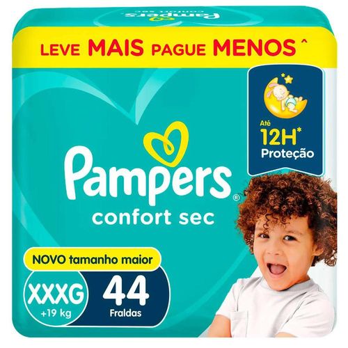 Fraldas Descartáveis Pampers Confort Sec Tamanho XXXG com 44 Unidades